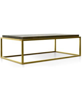 Ex Display - Ian 140cm Wooden Top Coffee Table - Black - Golden by Interior Secrets - AfterPay Available