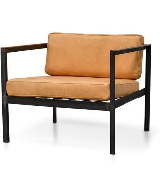 Ex Display - Julian Iron Leather Armchair - Tan by Interior Secrets - AfterPay Available