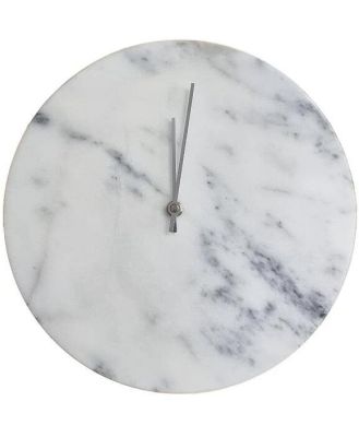 Ex Display - Marcella Marble Wall Clock - White by Interior Secrets - AfterPay Available