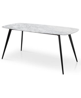 Ex Display - Maxwell 1.8m White Marble Dining Table - Black Legs by Interior Secrets - AfterPay Available