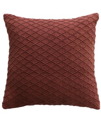 Ex Display - Ollo Kapiti Textured Check Cotton Cushion - Rust Red by Interior Secrets - AfterPay Available