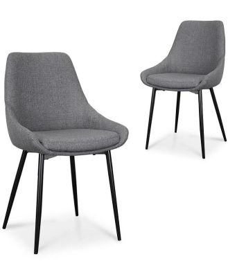 Ex Display - Set of 2 - Alfie Fabric Dining Chair - Dark Grey by Interior Secrets - AfterPay Available