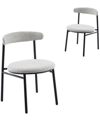 Ex Display - Set of 2 Oneal Fabric Dining Chair - Silver Grey with Black Legs by Interior Secrets - AfterPay Available