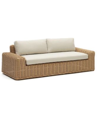 Gadot 3 Seater Faux Rattan Outdoor Sofa - Natural by Interior Secrets - AfterPay Available