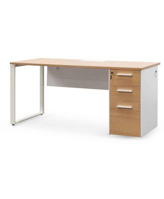 Halo 1 Seater Office Desk - Natural and White by Interior Secrets - AfterPay Available