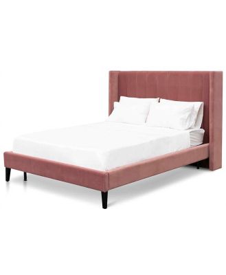 Hillsdale King Bed Frame - Blush Peach Velvet by Interior Secrets - AfterPay Available