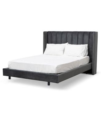 Hillsdale King Bed Frame - Charcoal Velvet by Interior Secrets - AfterPay Available