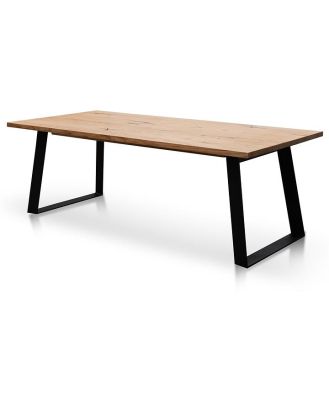 Hudson 2.2m Straight Top Dining table - Rustic Oak - Metal Legs by Interior Secrets - AfterPay Available