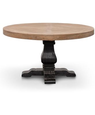 Kara Reclaimed 1.4m Round Dining Table - Natural Top and Black Base by Interior Secrets - AfterPay Available