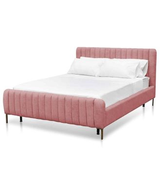 Korey King Bed Frame - Blush Peach Velvet by Interior Secrets - AfterPay Available