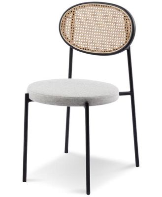 Lesley Rattan Back Dining Chair - Silver Grey Fabric by Interior Secrets - AfterPay Available