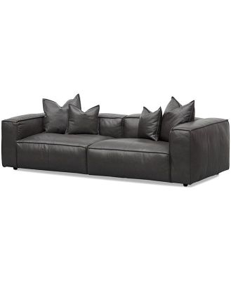 Loft 4 Seater Sofa with Cushion and Pillow - Shadow Grey Leather by Interior Secrets - AfterPay Available