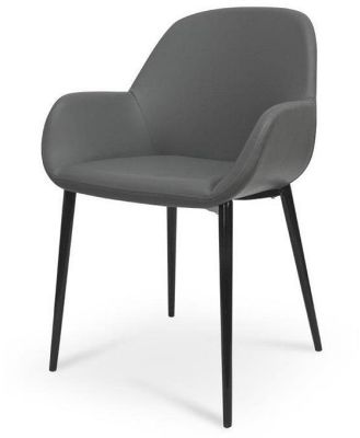 Lynton Dining Chair - Charcoal Grey With Black Legs by Interior Secrets - AfterPay Available