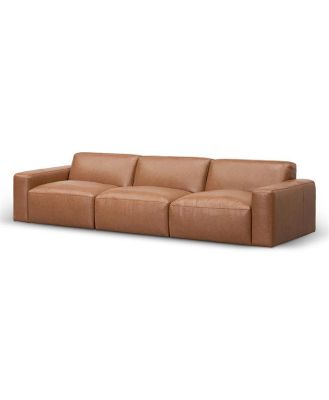 Manuela 4 Seater Sofa - Caramel Brown Leather by Interior Secrets - AfterPay Available