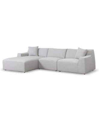 Marlin 3 Seater Left Chaise Fabric Sofa - Passive Grey by Interior Secrets - AfterPay Available