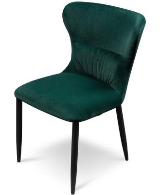 Mavis Dining Chair - Dark Green Velvet in Black Legs by Interior Secrets - AfterPay Available