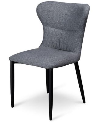Mavis Fabric Dining Chair - Pebble Grey in Black Legs by Interior Secrets - AfterPay Available