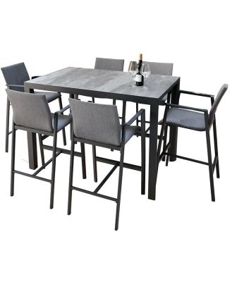Memphis Bronte 1.4m Ceramic Outdoor Bar Dining Set - Charcoal by Interior Secrets - AfterPay Available