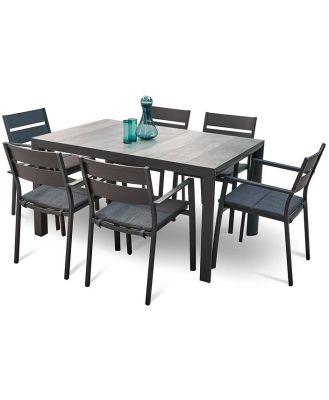 Memphis Carolina 1.4m Ceramic Outdoor Dining Set - Charcoal by Interior Secrets - AfterPay Available