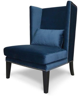 Mercer Wingback Lounge Chair - Navy Blue Velvet by Interior Secrets - AfterPay Available