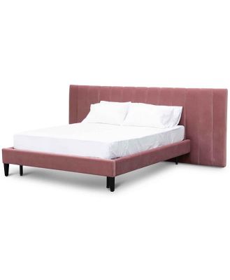 Ralph King Bed Frame - Blush Peach Velvet - Last One by Interior Secrets - AfterPay Available