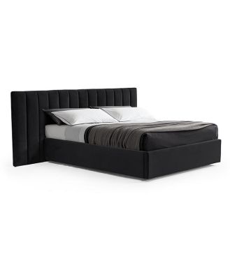 Ralph Wide Base Queen Bed Frame - Black Velvet with Storage by Interior Secrets - AfterPay Available