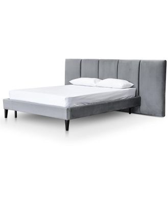 Reylon Velvet Queen Bed Frame - Charcoal - Last One by Interior Secrets - AfterPay Available