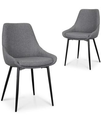 Set of 2 - Alfie Fabric Dining Chair - Dark Grey by Interior Secrets - AfterPay Available