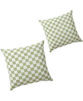 Set of 2 - Check 50cm Square Cushion - Lime by Interior Secrets - AfterPay Available
