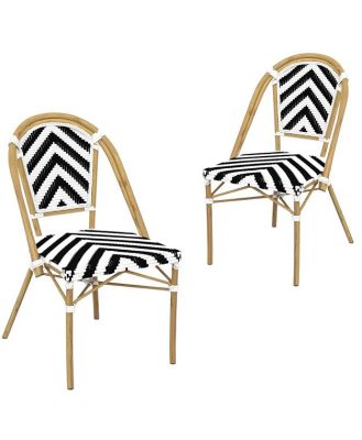 Set of 2 - Dalmatian Indoor / Outdoor Dining Chair - Black & White Chevron by Interior Secrets - AfterPay Available