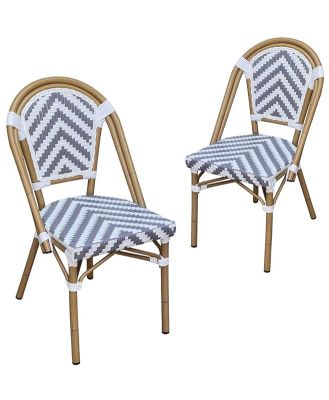 Set of 2 - Dalmatian Indoor / Outdoor Dining Chair - Grey & White Chevron by Interior Secrets - AfterPay Available