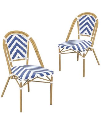 Set of 2 - Dalmatian Indoor / Outdoor Dining Chair - Navy & White Chevron by Interior Secrets - AfterPay Available