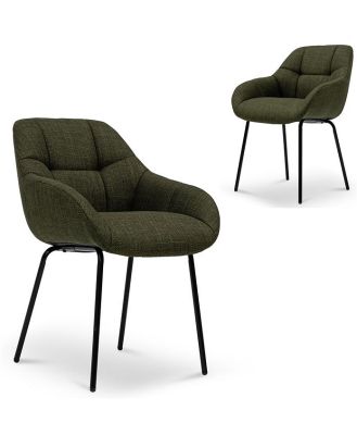 Set of 2 - Danilo Fabric Dining Chair - Pine Green by Interior Secrets - AfterPay Available