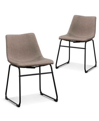 Set of 2 - Darcy Fabric Dining Chair - Brown Grey by Interior Secrets - AfterPay Available