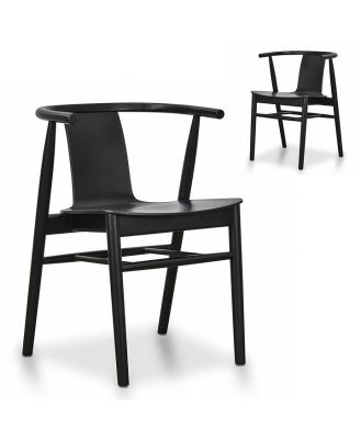 Set of 2 - Dean Wooden Dining Chair - Full Black by Interior Secrets - AfterPay Available