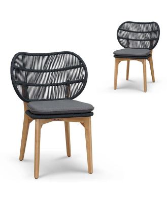 Set of 2 - Jorge Outdoor Dining Chair - Anthracite Grey Cushion by Interior Secrets - AfterPay Available