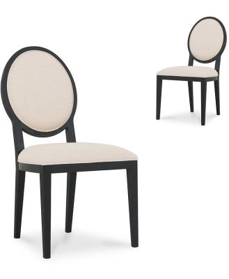 Set of 2 - Lula Light Beige Fabric Dining Chair - Black Frame by Interior Secrets - AfterPay Available