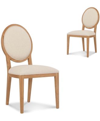 Set of 2 - Lula Light Beige Fabric Dining Chair - Natural Frame by Interior Secrets - AfterPay Available