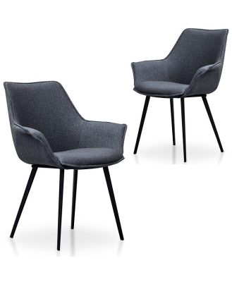 Set of 2 - Nola Fabric Dining Chair - Charcoal Grey by Interior Secrets - AfterPay Available