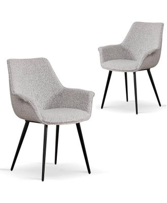 Set of 2 - Nola Fabric Dining Chair - Pepper Boucle by Interior Secrets - AfterPay Available