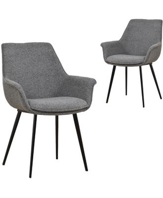 Set of 2 - Nola Fabric Dining Chair - Spec Charcoal by Interior Secrets - AfterPay Available