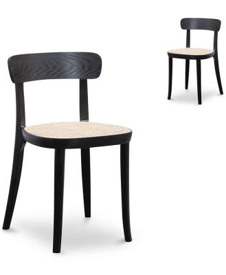 Set of 2 - Orval Rattan Dining Chair - Black with Natural Seat by Interior Secrets - AfterPay Available