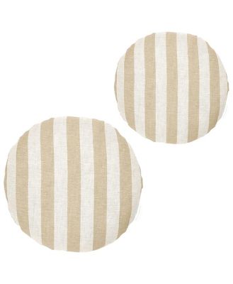 Set of 2 - Stripe 40cm Round Cushion - Fawn by Interior Secrets - AfterPay Available