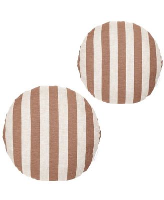 Set of 2 - Stripe 40cm Round Cushion - Hazel by Interior Secrets - AfterPay Available
