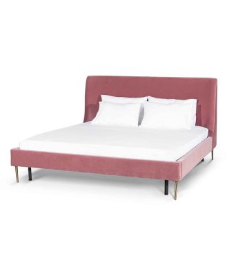 Sheri King Bed Frame - Blush Peach Velvet by Interior Secrets - AfterPay Available