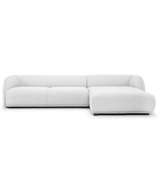 Troy 3 Seater Right Chaise Fabric Sofa - Light Texture Grey - Last One by Interior Secrets - AfterPay Available