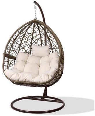 Ubud Outdoor Wicker Nest Shaped Egg Chair - Ecru & Brown by Interior Secrets - AfterPay Available