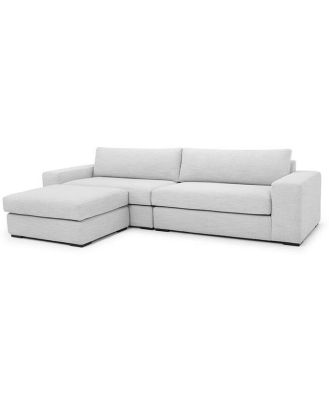 Vera 3 Seater Fabric Sofa with Movable Chaise - Light Texture Grey by Interior Secrets - AfterPay Available