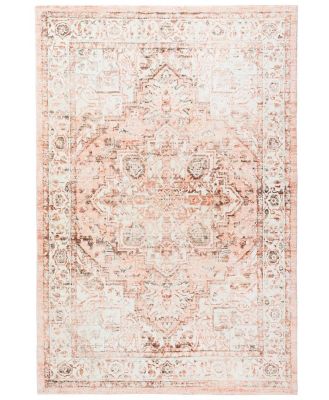 Veronique 180cm x 120cm Distressed Washable Rug - Peach & Brown by Interior Secrets - AfterPay Available