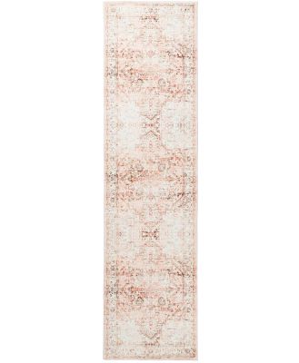 Veronique 300cm x 80cm Distressed Washable Runner Rug - Peach & Brown by Interior Secrets - AfterPay Available